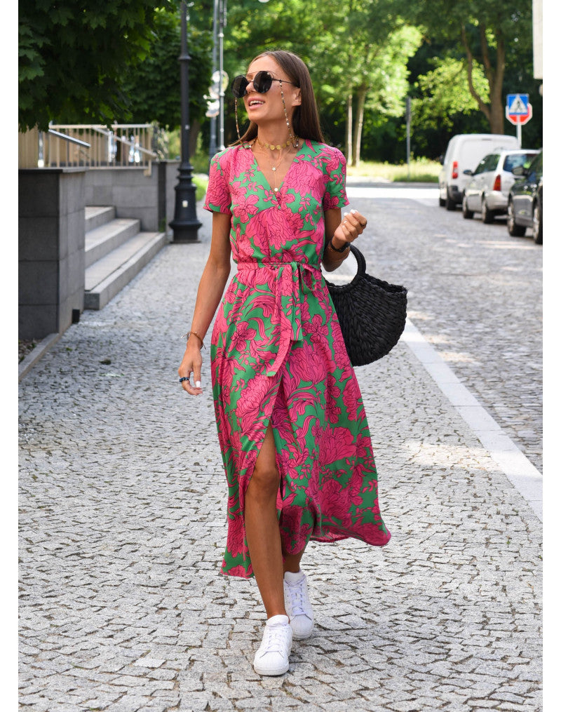 Dames Wikkeljurk Met Bloemenprint En Ceintuur – Lente, Zomer En Citywear