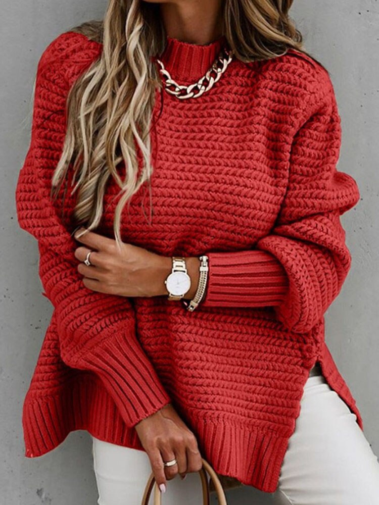 Gebreide oversized trui voor dames – grove structuur, ribboorden & ideaal voor laagjes (herfst, winter, lente)
