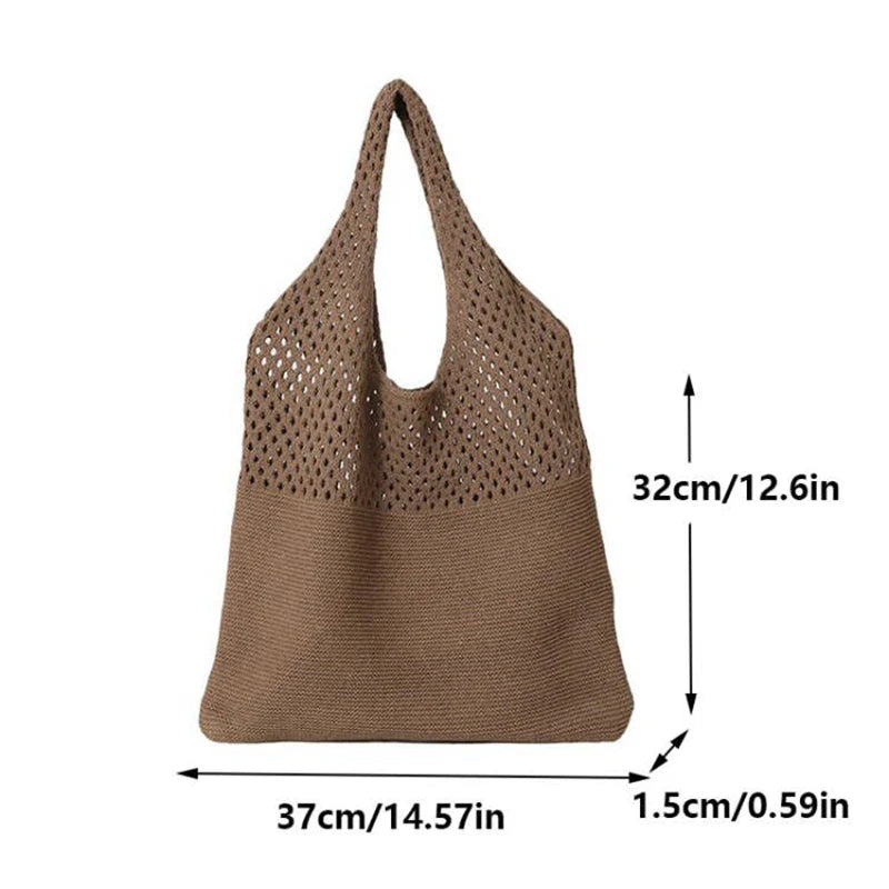 Tote Bag Voor Dames – Gehaakte Tas Met Schouderhengsels & Ruim Formaat Voor Dagelijks Gebruik, Citytrips & Strand (Zomer, Voorjaar)