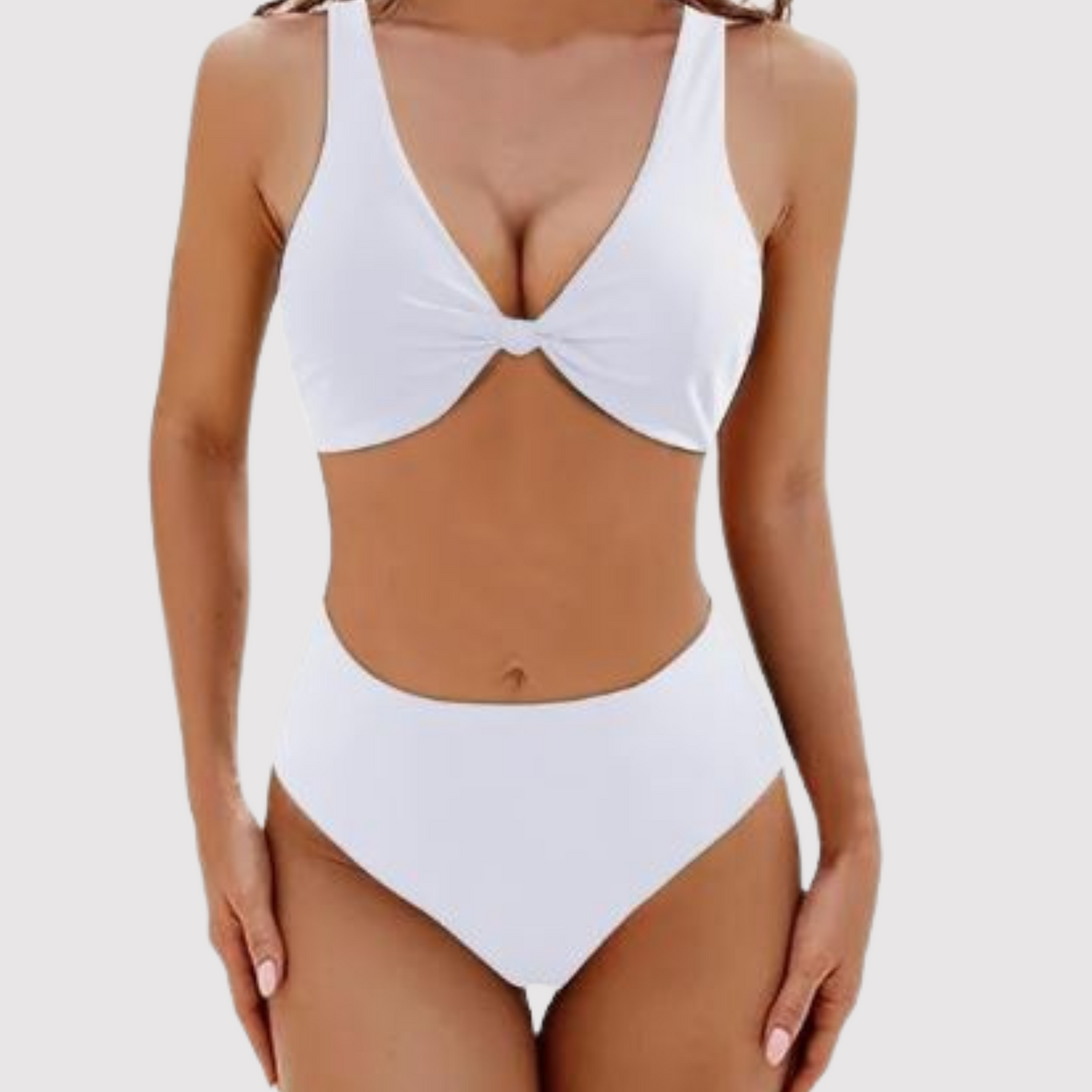 Geribde bikini met gekruiste top voor dames – high-waist fit, stevige support & zomerproof