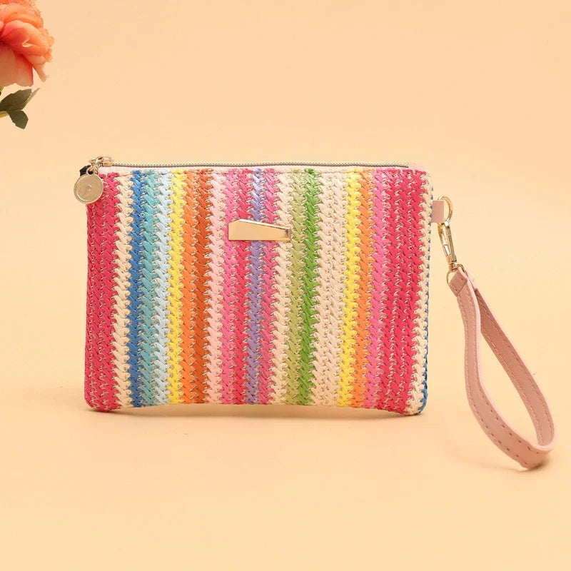 Zomerse Handtas Voor Dames – Gevlochten Design Met Polsband & Ritssluiting Voor Strand En Vakantie