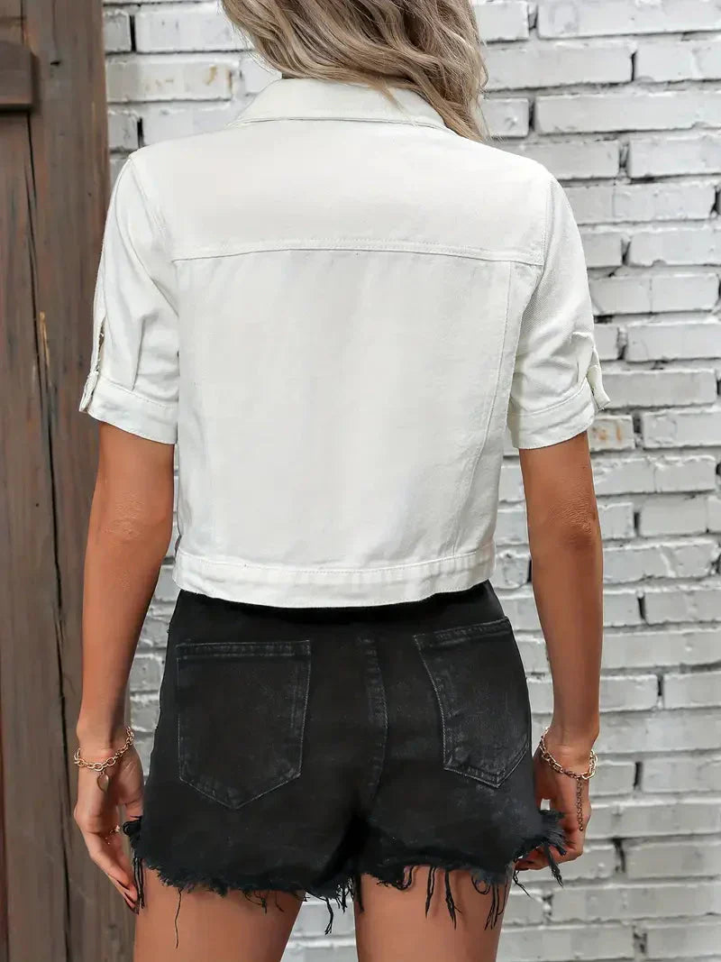 Denim Jack Met Korte Mouwen – Perfect Voor Lente En Zomer