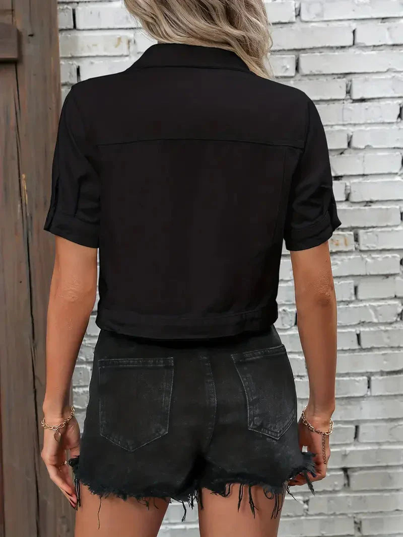 Denim Jack Met Korte Mouwen – Perfect Voor Lente En Zomer