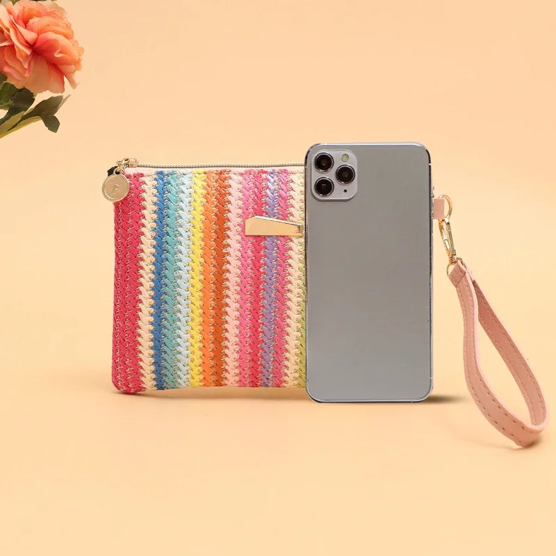 Zomerse Handtas Voor Dames – Gevlochten Design Met Polsband & Ritssluiting Voor Strand En Vakantie