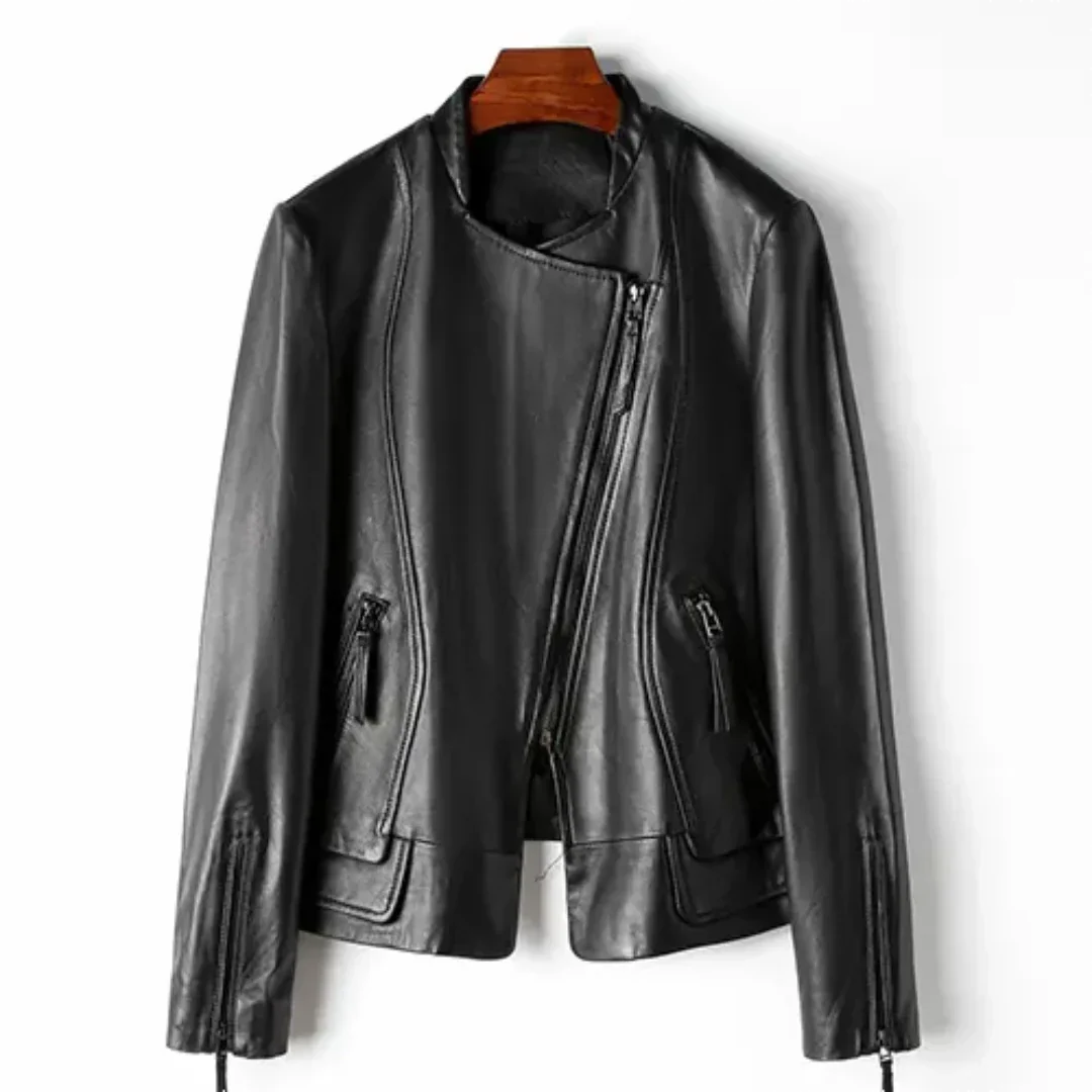 Asymmetrisch Leren Bikerjack – Edgy Damesjas Voor Lente, Herfst & Koele Zomeravonden