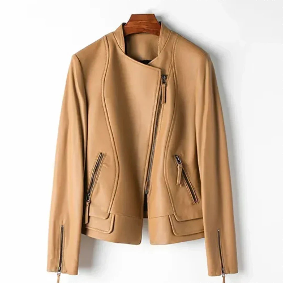 Asymmetrisch Leren Bikerjack – Edgy Damesjas Voor Lente, Herfst & Koele Zomeravonden
