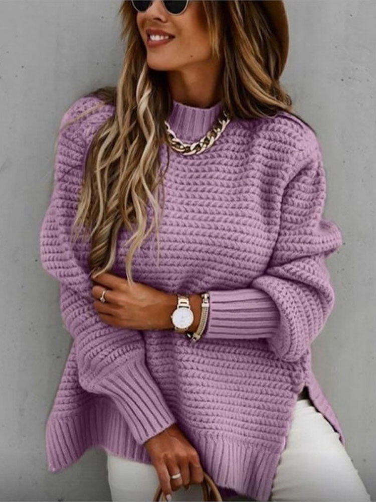 Gebreide oversized trui voor dames – grove structuur, ribboorden & ideaal voor laagjes (herfst, winter, lente)