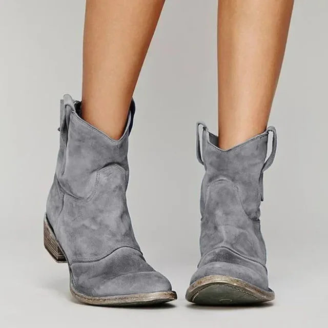 Western Laarzen Voor Dames – Suède Look, Lage Hak & Comfortabele Pasvorm Voor Herfst En Lente