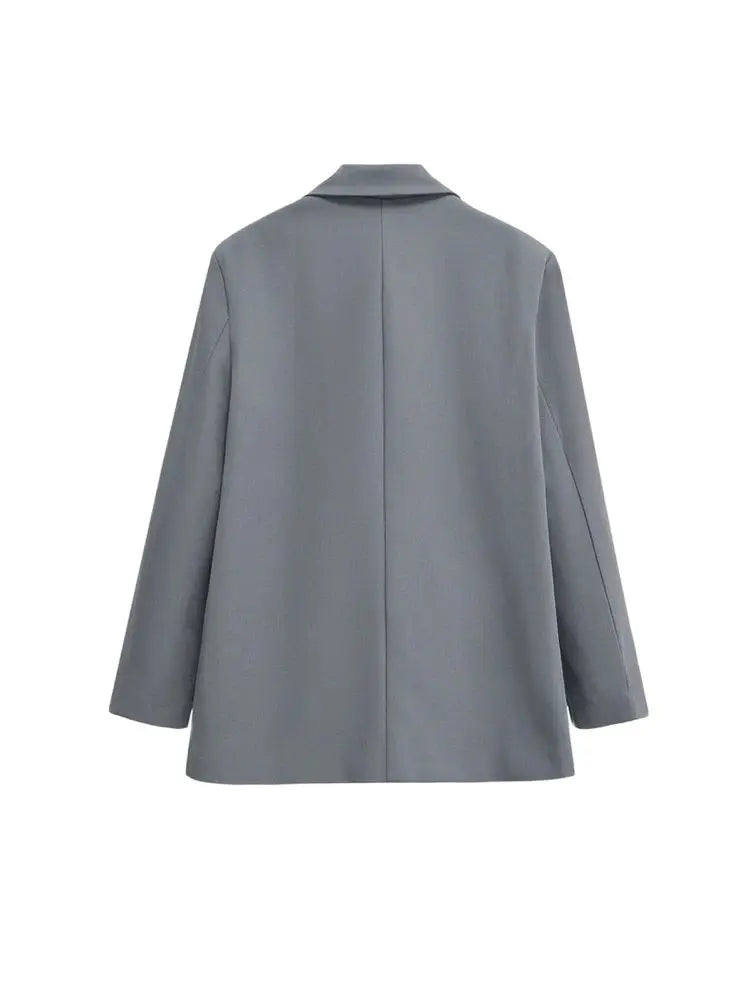 Dames Blazer Met Dubbele Knoopsluiting En Revers – Minimalistisch, Gestructureerd & Perfect Voor Voorjaar En Herfst