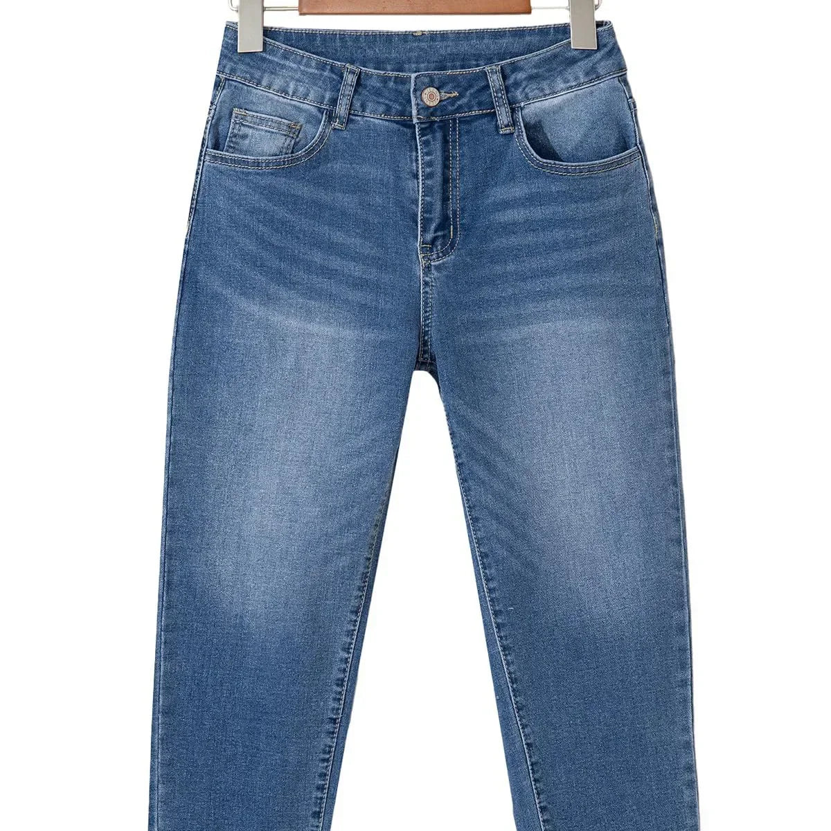 Cropped Skinny Jeans Blauw