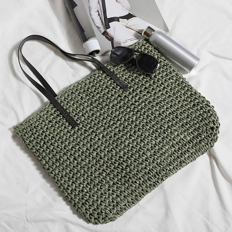 Tas Voor Dames – Grote Gevlochten Tote Bag / Shopper Met Lange Schouderhengsels Voor Strand, Vakantie & Dagelijks Gebruik (Zomer, Voorjaar)