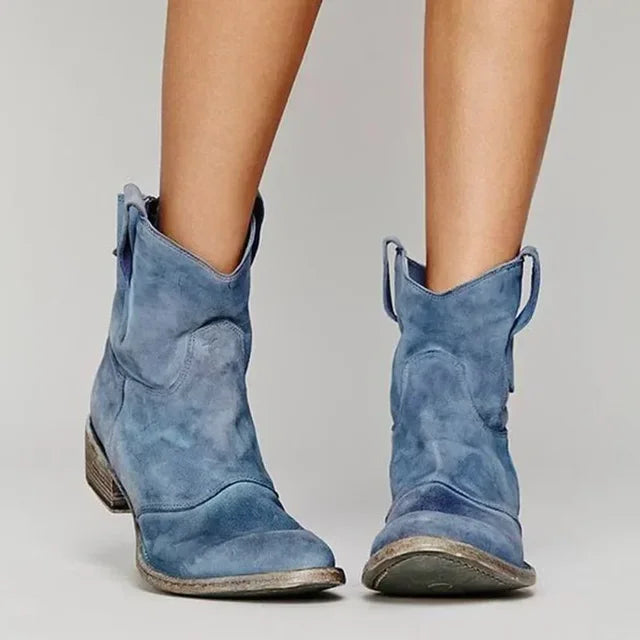 Western Laarzen Voor Dames – Suède Look, Lage Hak & Comfortabele Pasvorm Voor Herfst En Lente