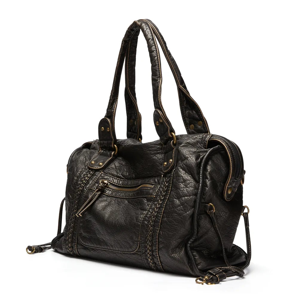 Grote Zwarte Vintage Handtas