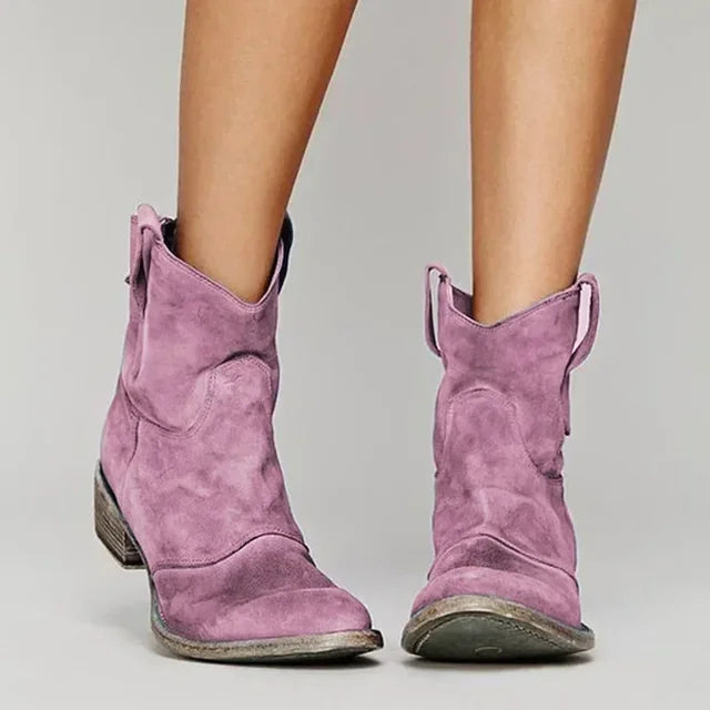Western Laarzen Voor Dames – Suède Look, Lage Hak & Comfortabele Pasvorm Voor Herfst En Lente