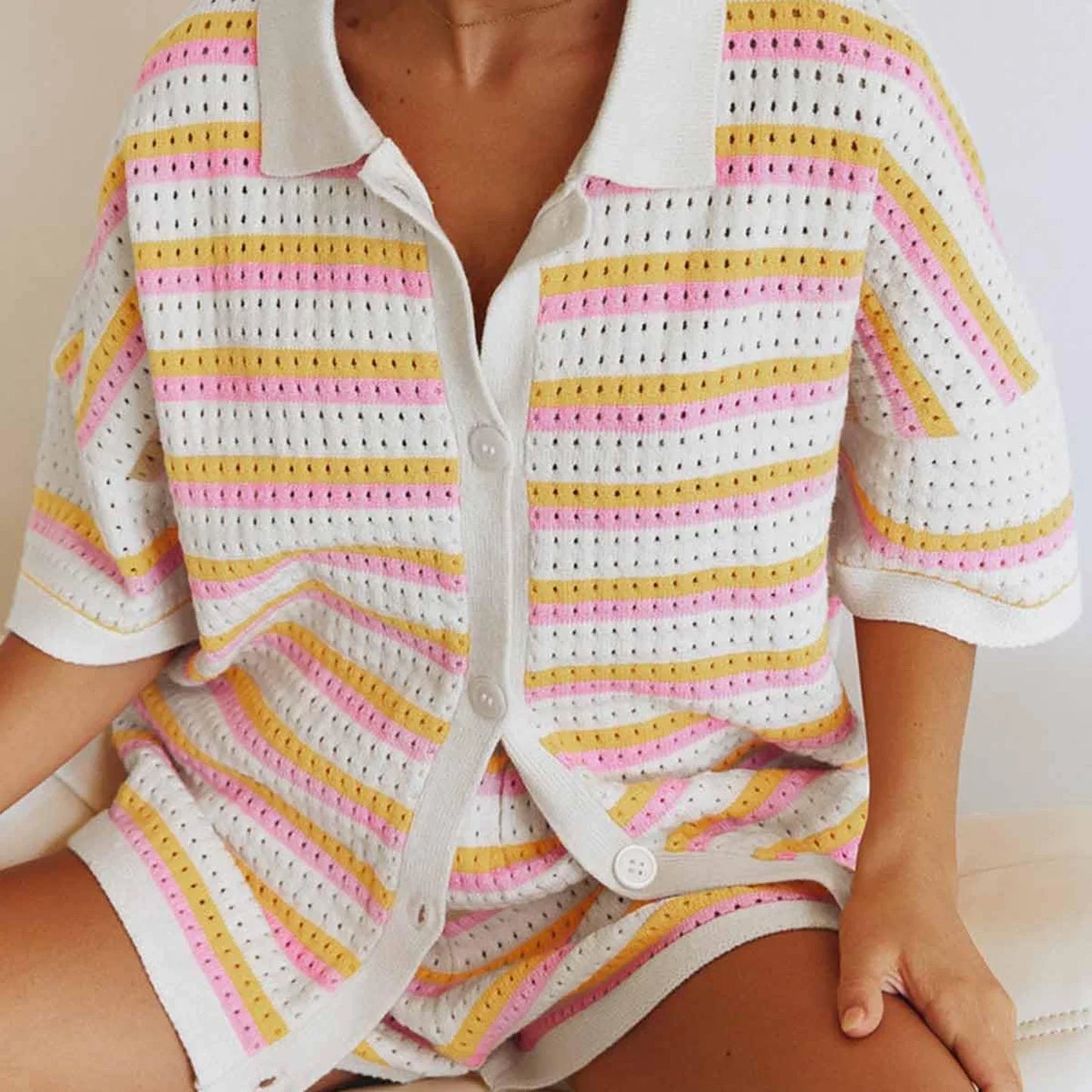 Luchtige Zomerset Met Streeppatroon – Comfortabele Co-Ord Voor Zonnige Dagen