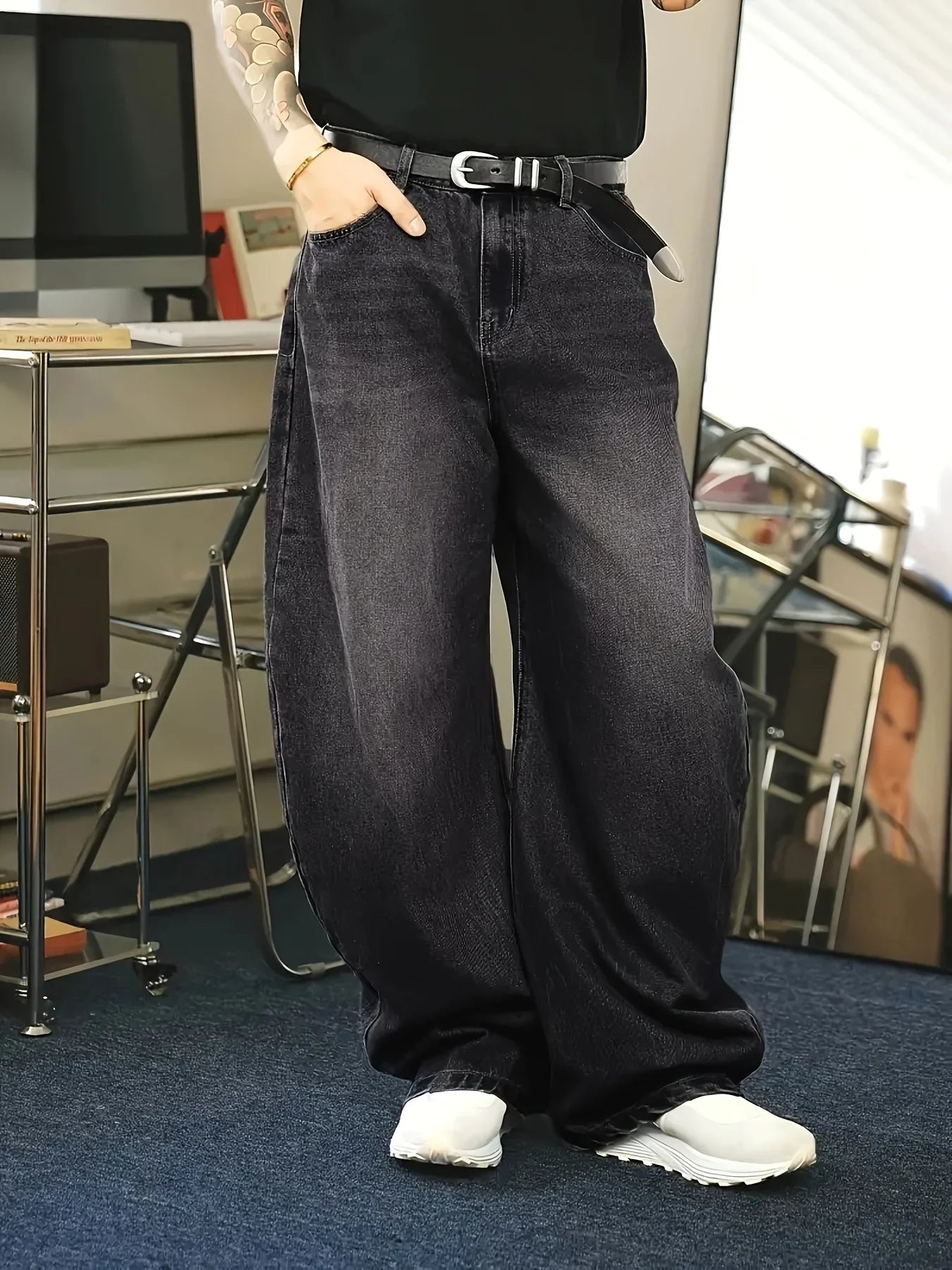 Heren High Waist Wide Leg Jeans