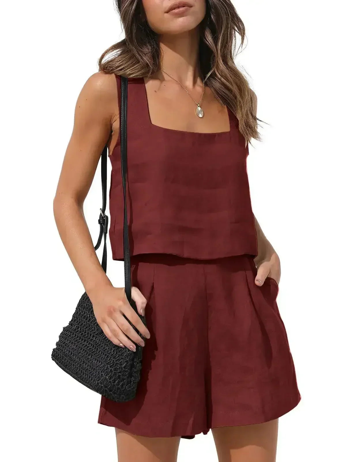 Dames Tweedelige Set Met Mouwloze Top En Korte Broek – Lente, Zomer En Vroege Herfst