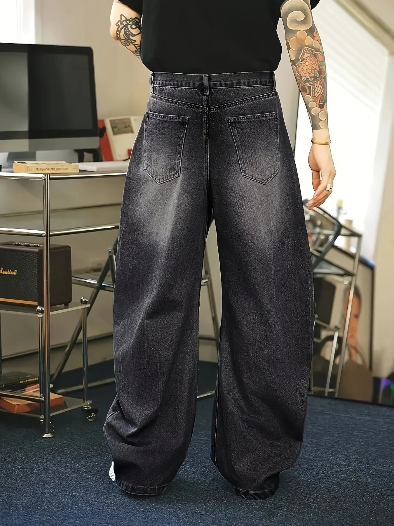 Heren High Waist Wide Leg Jeans