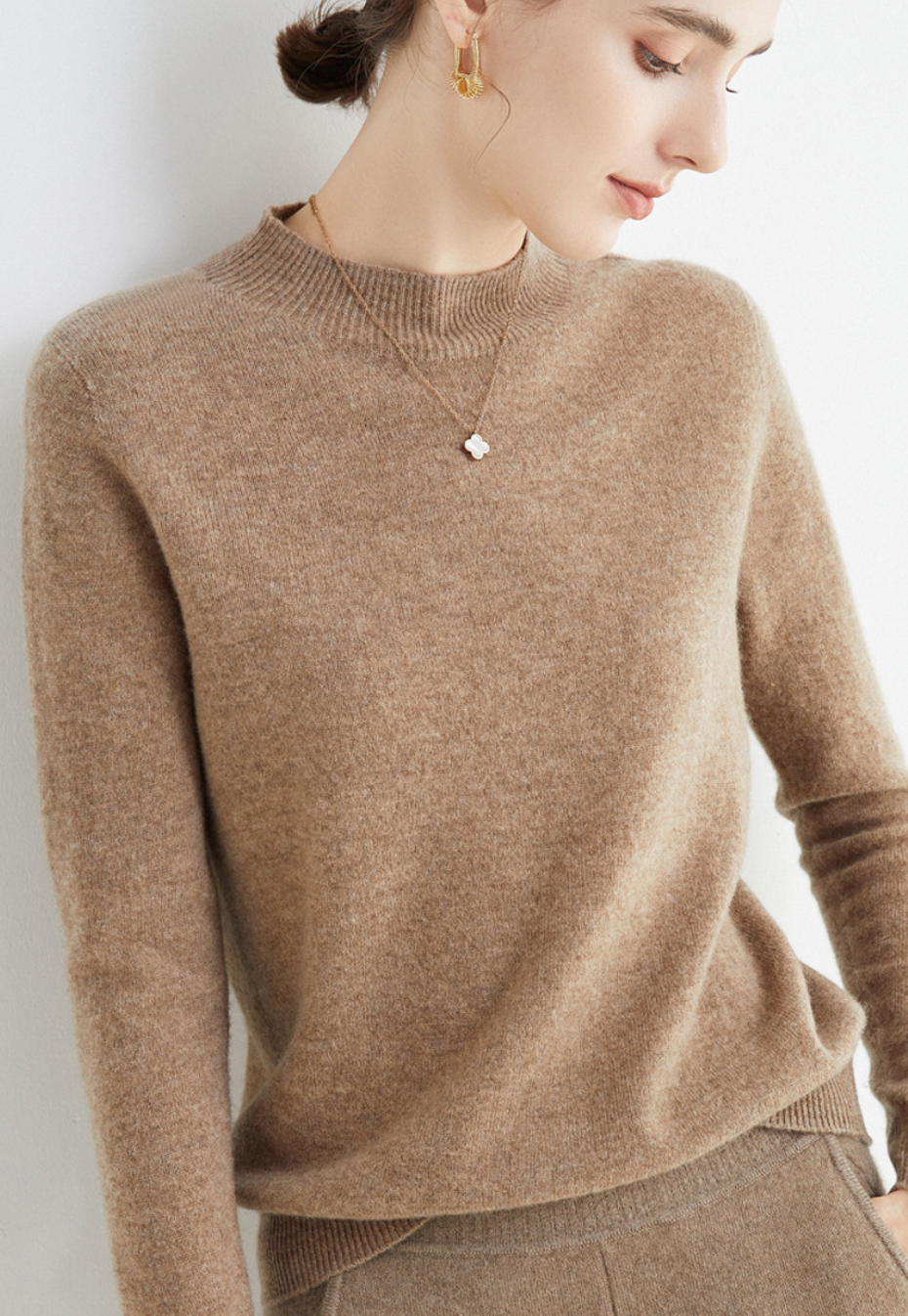 Luxe Wollen Trui Met Mockneck – Minimalistische Perfectie Met Maximale Impact