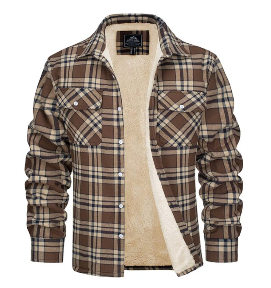 Heren Gevoerd Geruit Overhemdjack Voor Herfst En Winter – Warme Fleece Binnenvoering