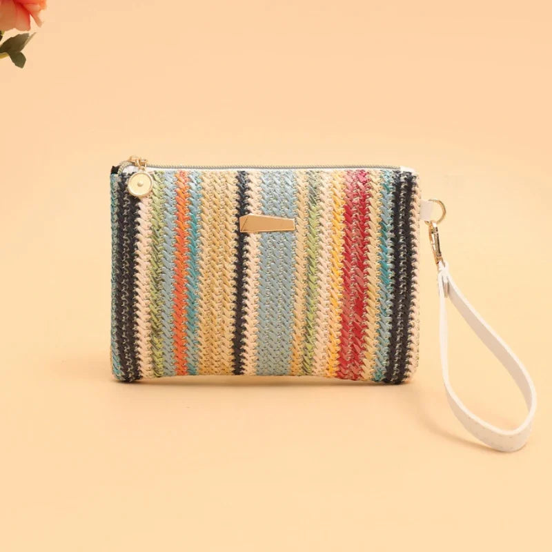 Zomerse Handtas Voor Dames – Gevlochten Design Met Polsband & Ritssluiting Voor Strand En Vakantie