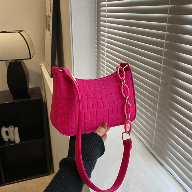 Mini schoudertas voor dames – croco structuur, goudaccenten & compact design (voorjaar, zomer, herfst)