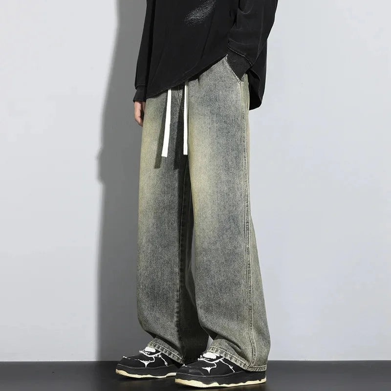 Loose Fit Drawstring Jeans Heren