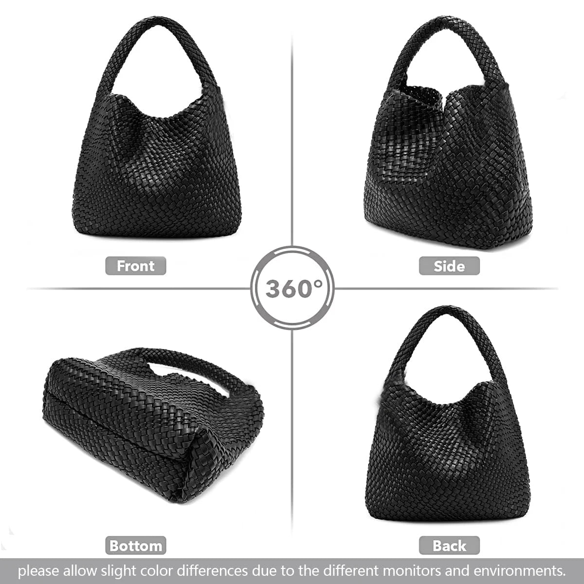 Luxe Gevlochten Schoudertas Met Bijpassende Pouch / 2-in-1 Set Voor Werk, Stad & Dagelijks Gebruik (Vier Seizoenen)
