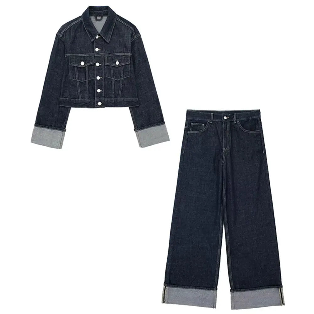 Tweedelig Vintage Denim Set Dames