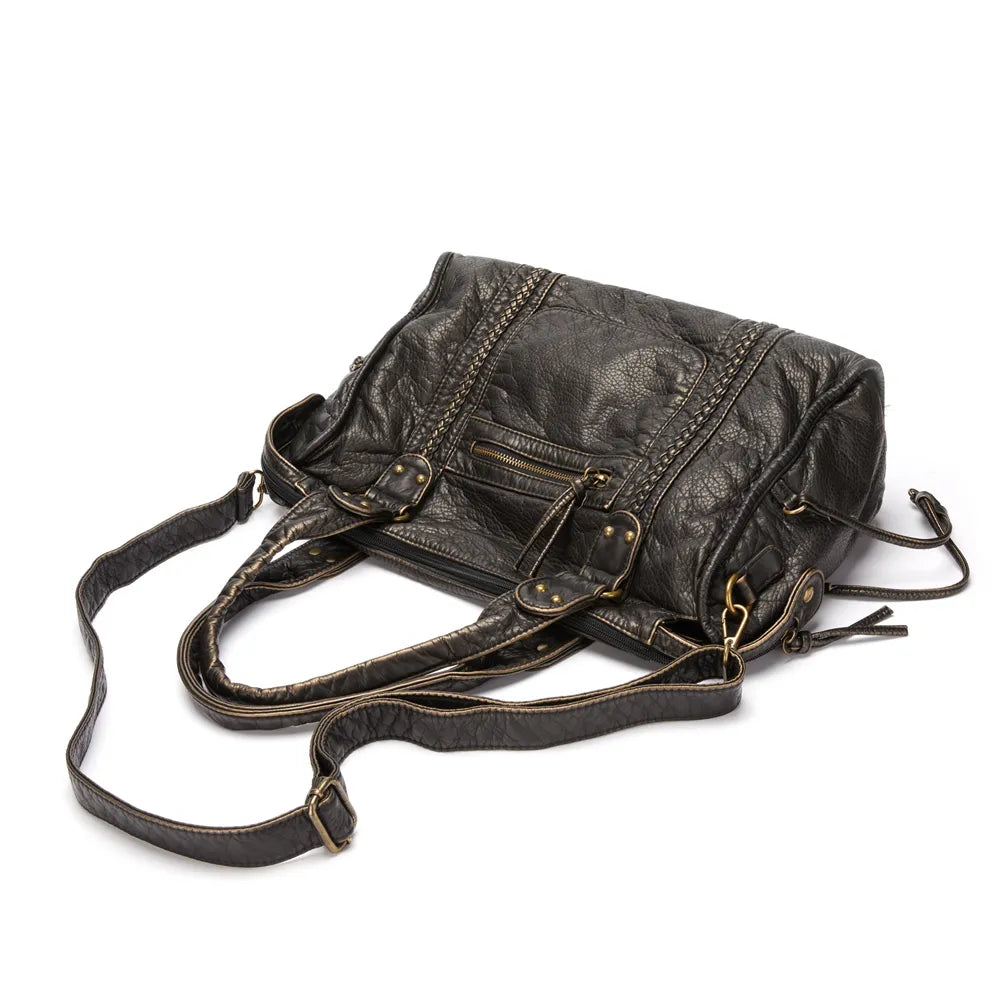 Grote Zwarte Vintage Handtas