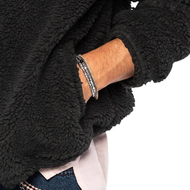 Herfst Heren Hoodie Van Teddy Fleece Met Sportieve Look En Ritssluiting