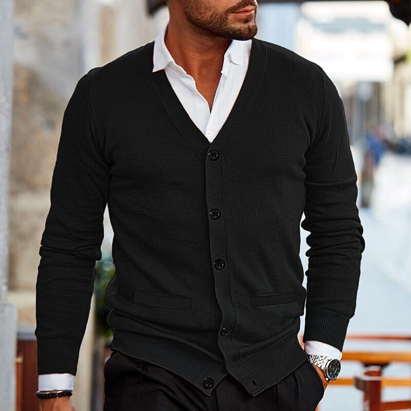 Cardigan Heren Voorjaar – Stijlvolle V-Hals Knit Met Knoopsluiting