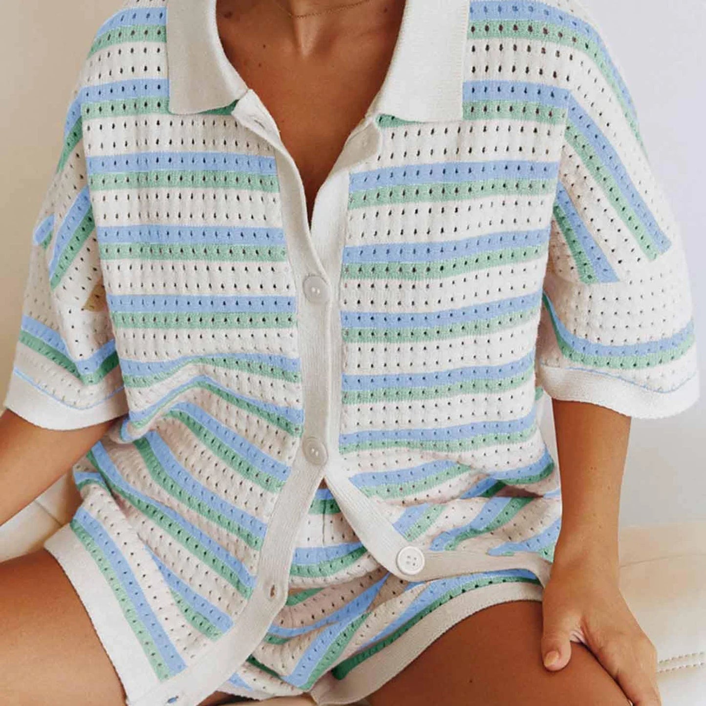 Luchtige Zomerset Met Streeppatroon – Comfortabele Co-Ord Voor Zonnige Dagen