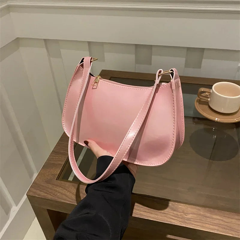 Schoudertas Voor Dames – Glanzende Afwerking, Minimalistisch Design & Perfect Voor Dagelijks Gebruik (Voorjaar, Zomer, Herfst)