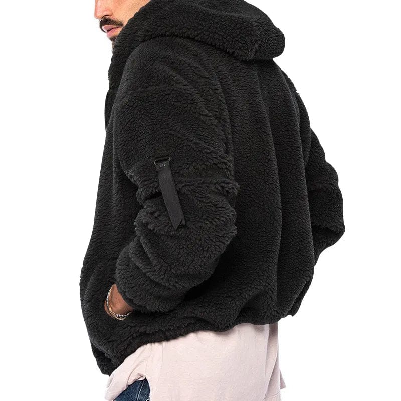 Herfst Heren Hoodie Van Teddy Fleece Met Sportieve Look En Ritssluiting