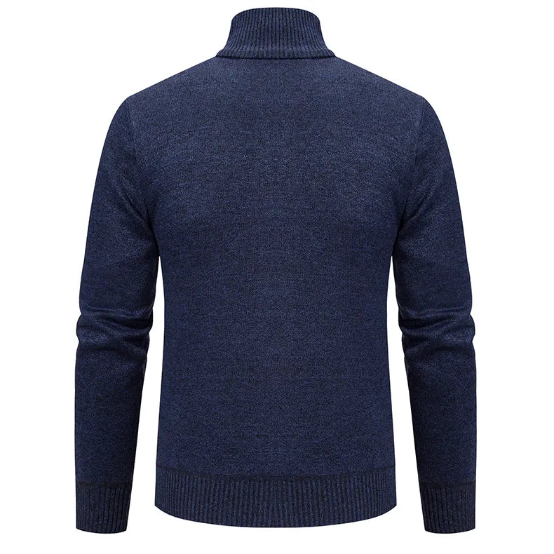 Heren Gebreid Vest Met Ritssluiting, Kraag En Subtiel Patroon