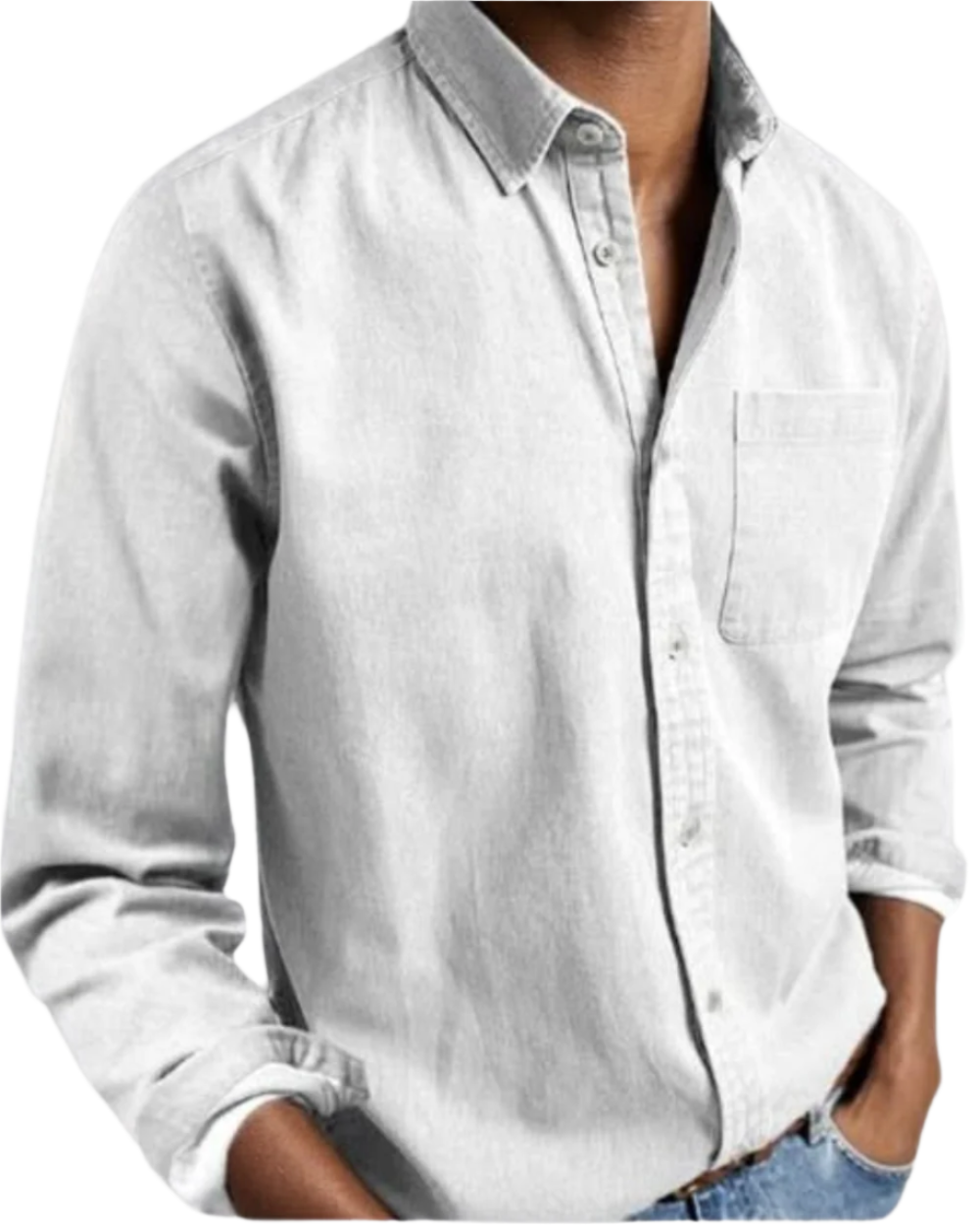Herenshirt met lange mouwen en borstzak – zachte stof, casual fit & all-season look