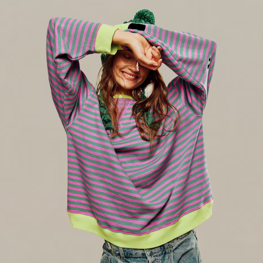 Oversized Trui Met Streepdesign
