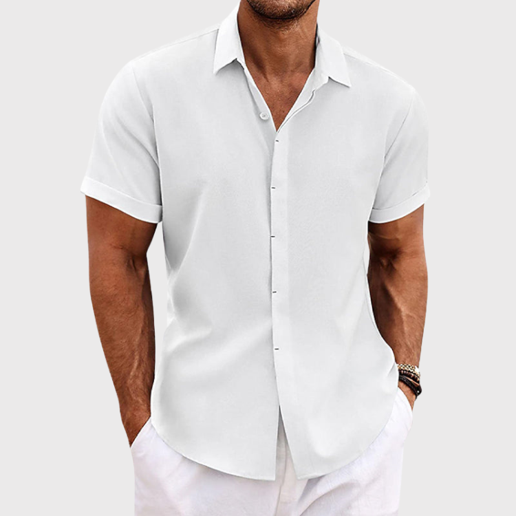 Heren Overhemd Korte Mouw Met Textuur – Ademend, Casual & Perfect Voor Zomer En Lente