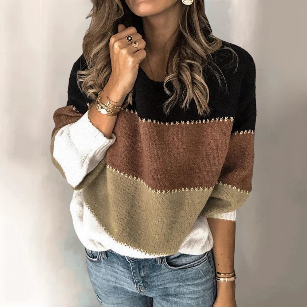 Gebreide Trui Met Kleurblokken – Cozy En Stijlvol Voor Herfst En Winter