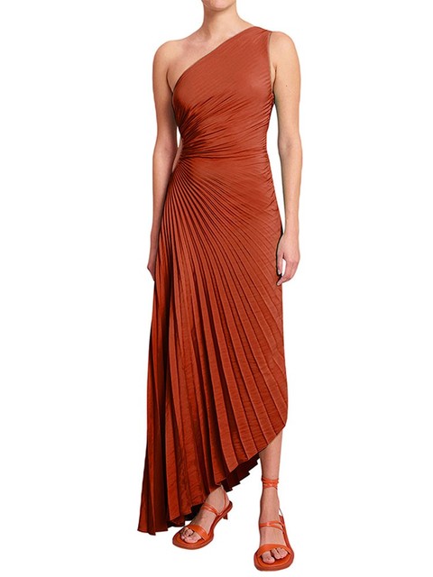 Elegante Geplooide Jurk Dames – Asymmetrische One-Shoulder Zomerjurk Met Uitsnede En Hoge Taille
