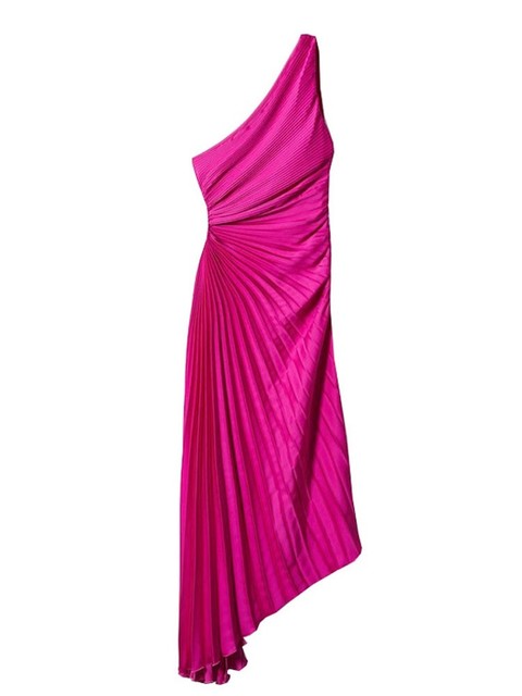 Elegante Geplooide Jurk Dames – Asymmetrische One-Shoulder Zomerjurk Met Uitsnede En Hoge Taille