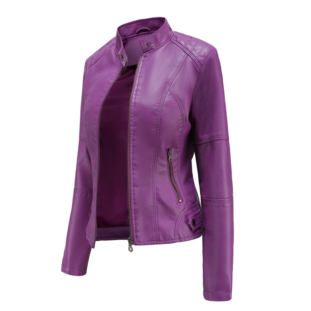 Fitted Leren Jas Met Bikerstijl