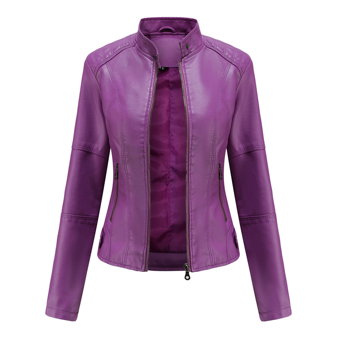 Fitted Leren Jas Met Bikerstijl