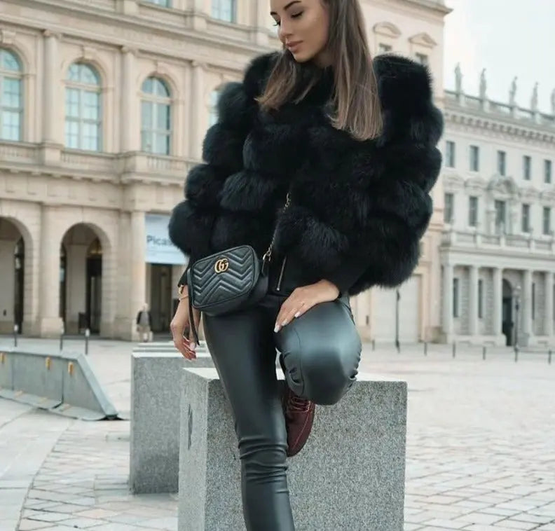 Dames Faux Fur Cropped Jas
