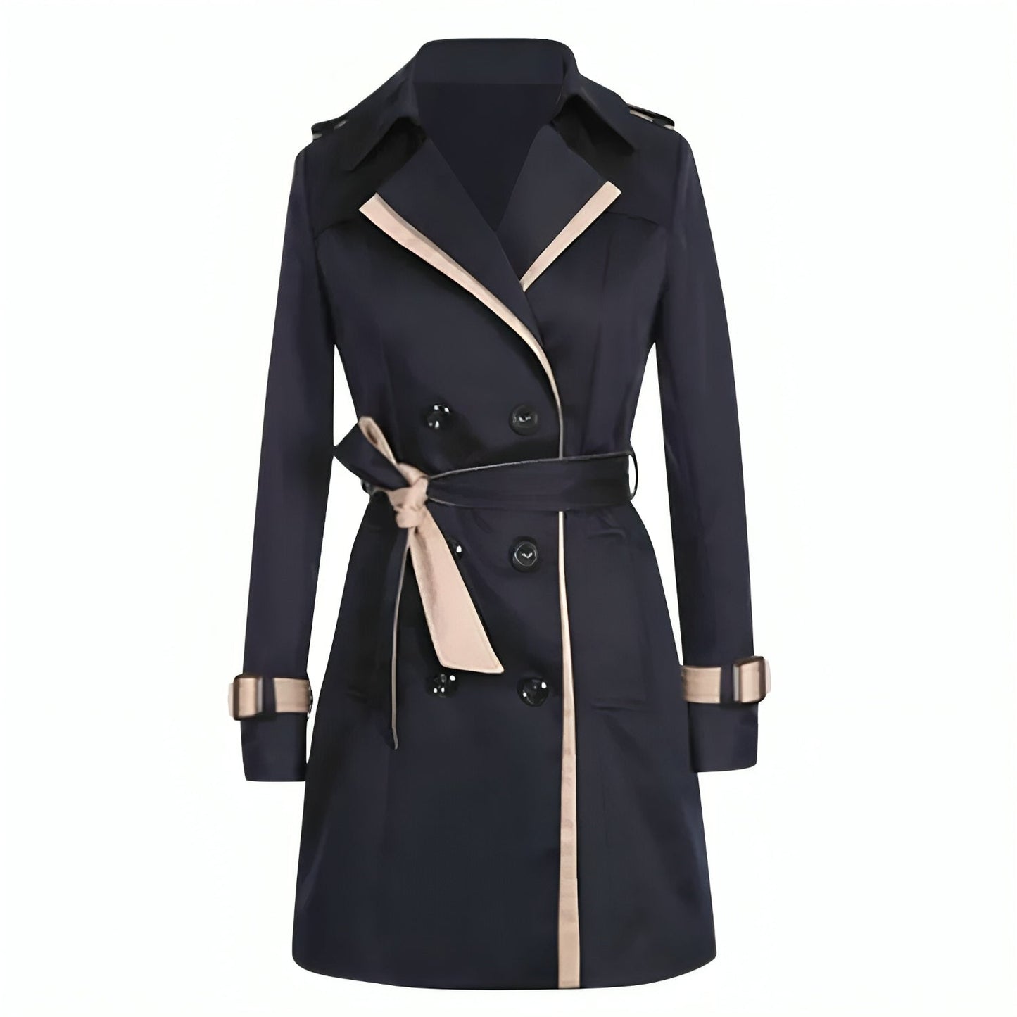 Elegante Lange Trenchcoat Met Strikdetail – Stijlvolle Damesjas Voor Lente En Herfst