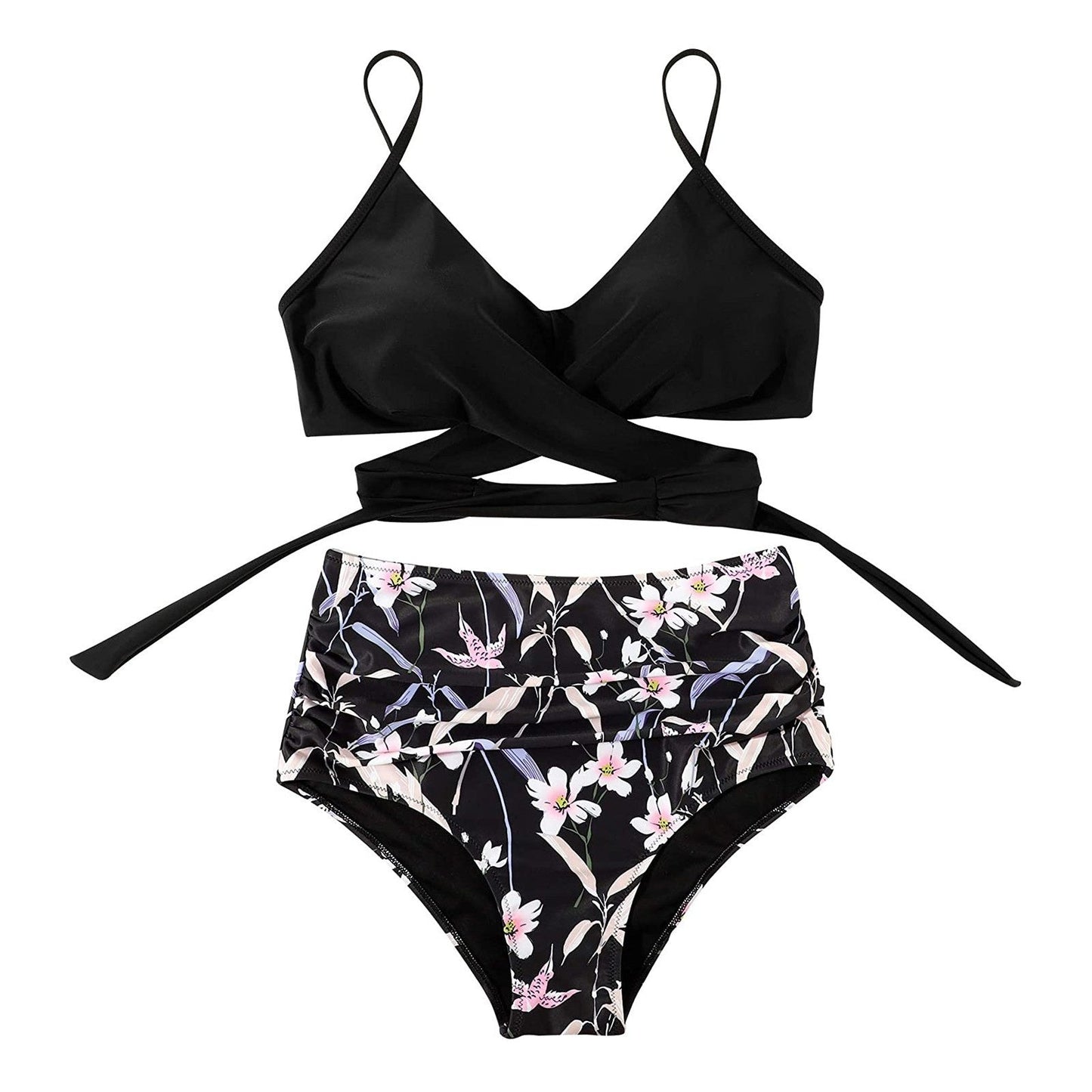 High-waist bikini met gekruiste top voor dames – corrigerende fit, verstelbaar & zomerproof