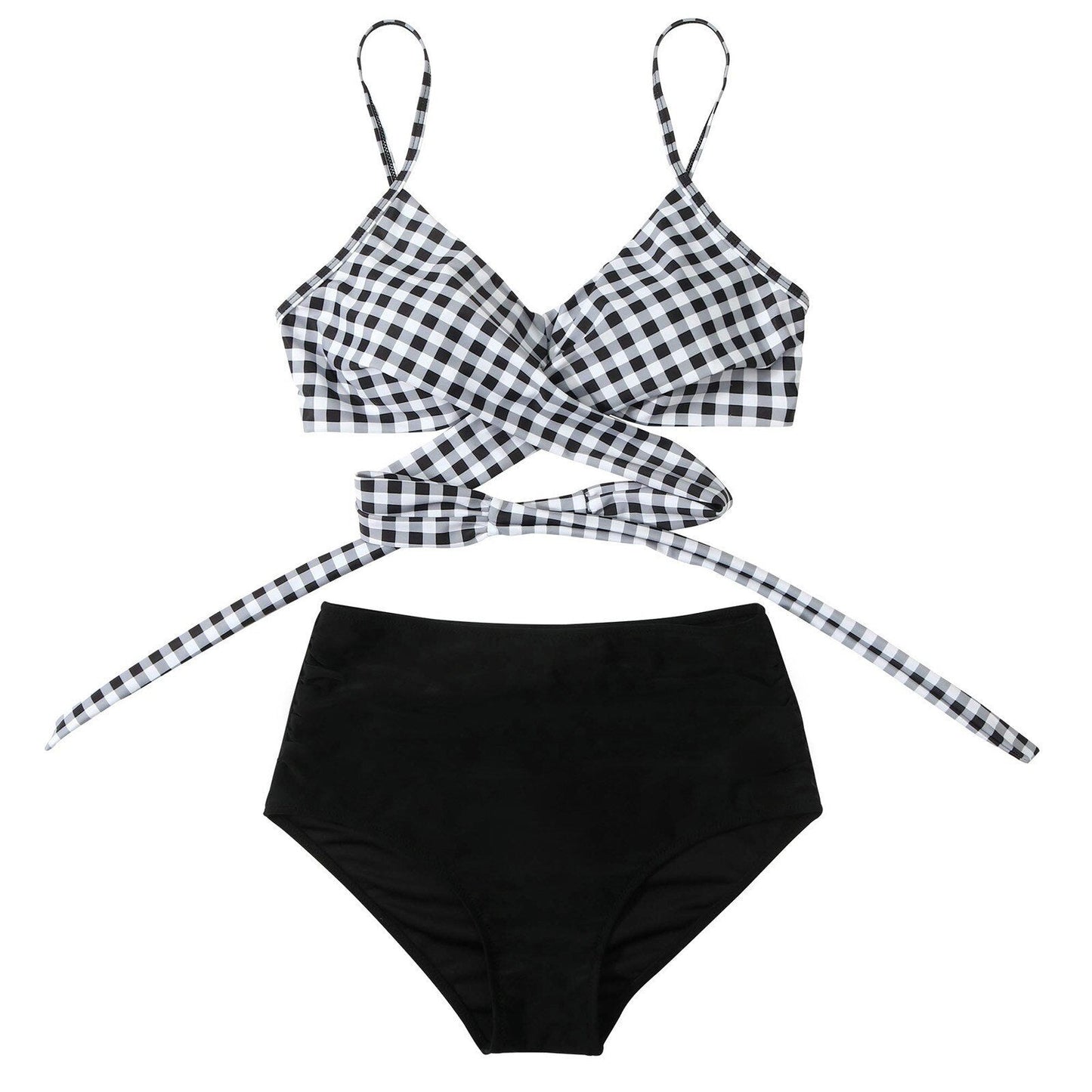 High-waist bikini met gekruiste top voor dames – corrigerende fit, verstelbaar & zomerproof