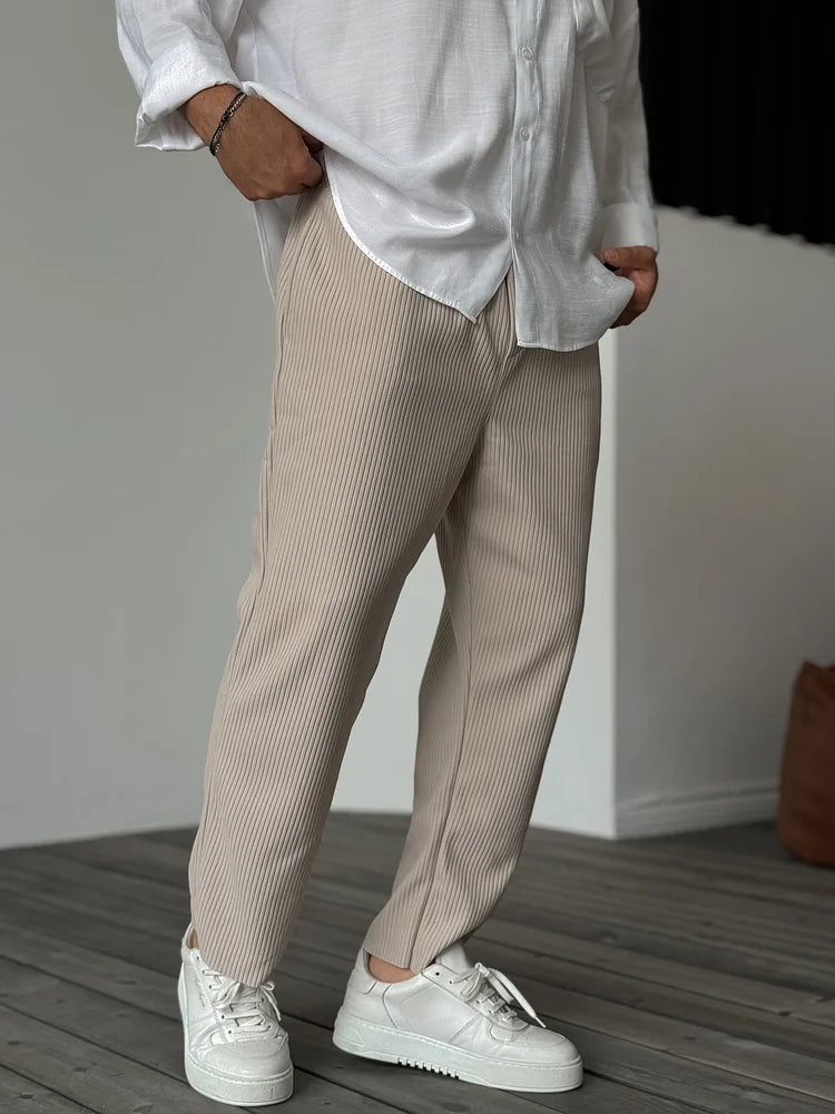 Comfort Fit Plissé Broek Heren