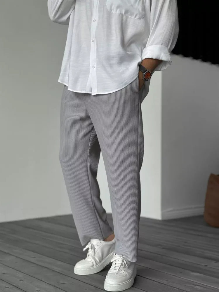 Comfort Fit Plissé Broek Heren